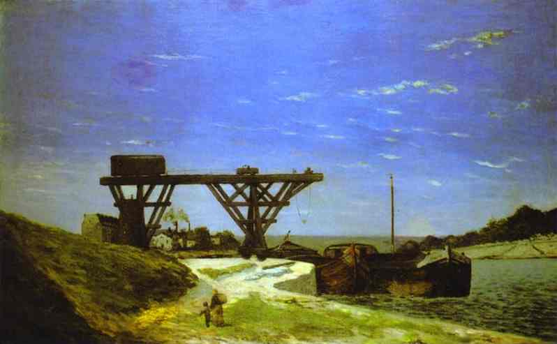 The Seine in Paris between the Pont d'lna and the Pont de Grenelle.<br> 1875. Oil on canvas. <br>Private collection