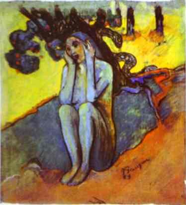 Eve. Don't Listen to the Liar. <br>1889. Watecolor and paste. <br>Marion Koogler McNay Art Museum, San Antonio, TX, USA