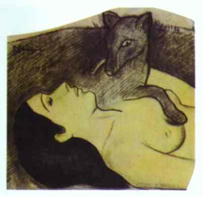 Study for La perte de Pucelage (The Loss of Virginity). <br>c.1890-91. Chalk. <br>Block collection, Chicago