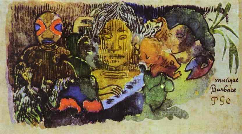 Musique barbare. <br>c.1891-93. Watercolor on silk. <br>Private collection. 