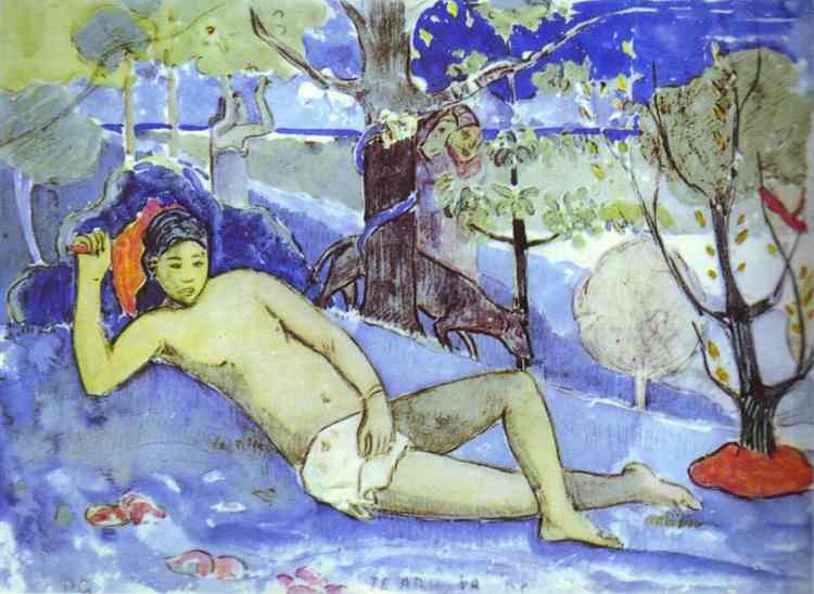 Te Arii Vahine (Queen). <br>1896. Watercolor. <br>Private collection. 