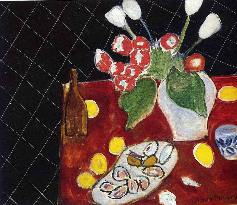Tulips and oysters on a black background<br>1943, 61 x 73 cmParis, muse Picasso<br>ղڣ