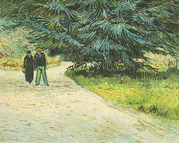 Public Garden with Couple and Blue Fir Tree: The Poet's Garden III