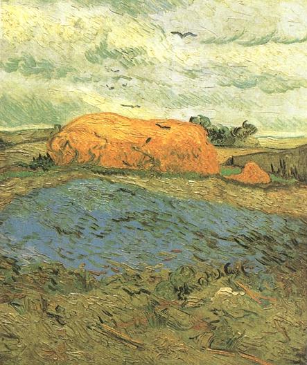 Haystacks under a Rainy Sky 