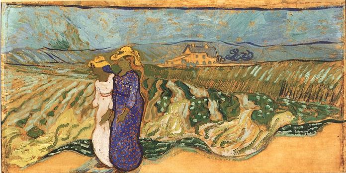 Two Women Crossing the Fields 