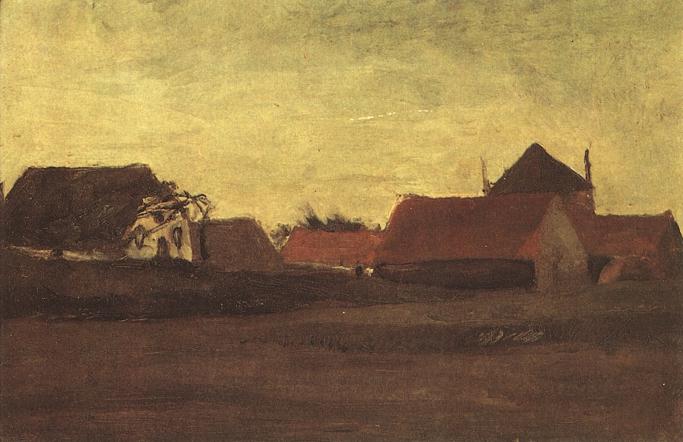 Farmhouses in Loosduinen near The Hague at Twilight 