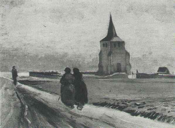 Old Tower of Nuenen with People Walking, The