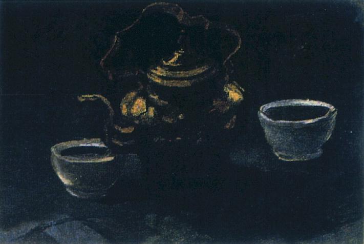 Still Life with Copper Coffeepot and Two White Bowls