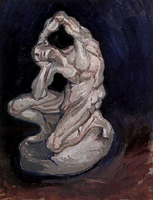 Plaster Statuette of a Kneeling Man 