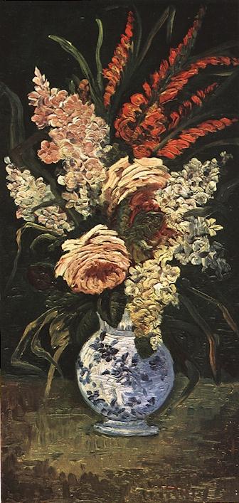 Vase with Gladioli and Lilac 
