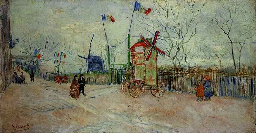 Street Scene in Montmartre: Le Moulin a Poivre 