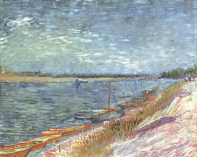 View of a River with Rowing Boats 