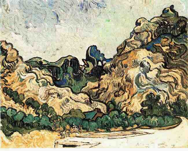 Mountains at Saint-Rmy with Dark Cottage 