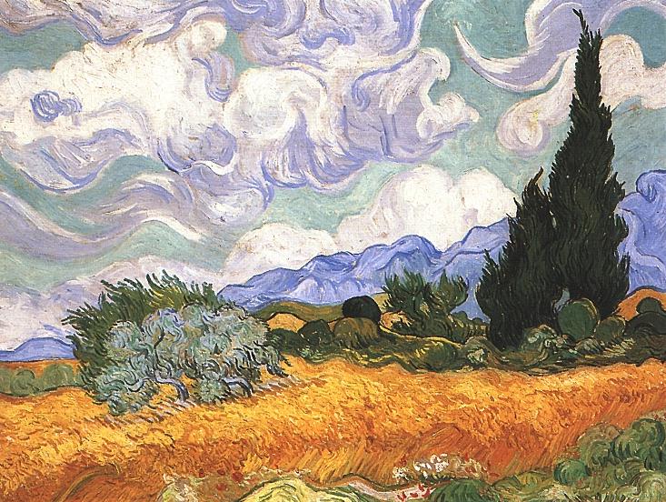 Wheat Field with Cypresses 