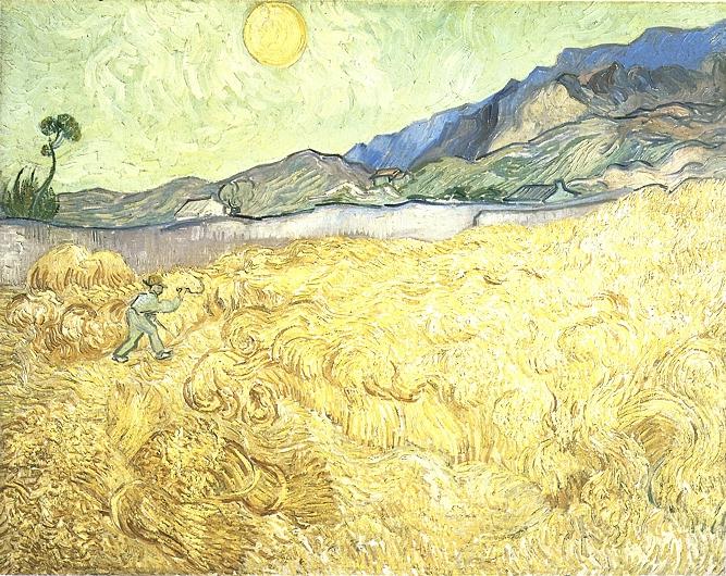 Wheat Fields with Reaper at Sunrise 