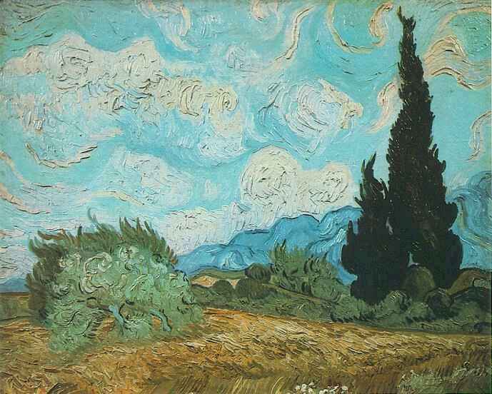 Wheat Field with Cypresses 