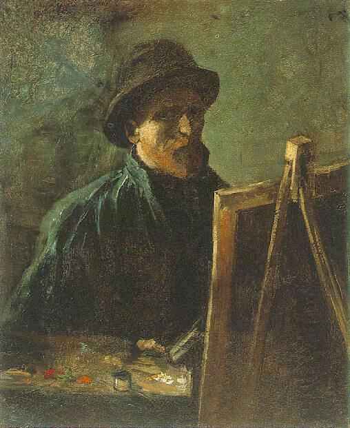 在画架旁的戴黑毡帽的自画像 -- Self-Portrait with Dark Felt Hat at the Easel