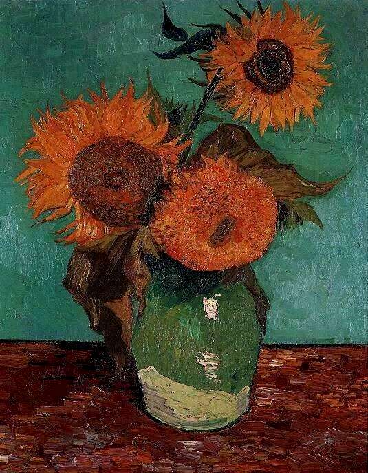 Three Sunflowers in a Vase 